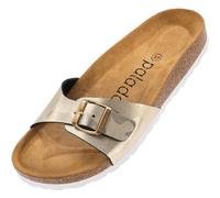 Palado Malta Mules pour femme, Sandales élégantes avec sangle réglable, assise plantaire en liège, Chaussons avec semelle extérieure en cuir, 40 EU