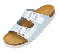 Palado Mules pour femme Corfu PL vernies - Fabriquées en Espagne - Design laqué élégant - Semelle intérieure en daim - Semelle intérieure confortable et souple - Semelle à plateforme en EVA, bleu