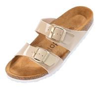 Palado Mules Samos pour femme - Élégantes - Fabriquées en Espagne - Chaussons confortables avec semelle en liège amortissant - Chaussures d'été tendance, Laqué beige., 41 EU