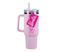 Barbie Paladone Bouteille H2O sous licence officielle avec logo rose, gobelet isotherme en acier inoxydable avec couvercle et paille pour eau, thé glacé ou café