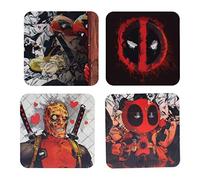 Paladone Deadpool Lot de 4 Dessous de Verre Lenticulaire sous Licence Officielle | Parfait pour Les Amis, la Famille, Les Anniversaires ou Noël, Multicolores, env. 8,8 x 8,8 cm