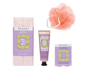 Paladone Friends Bath and Body Gift Set | Includes Bath Bar, Bath Crystals, Hand Balm & Body Puff | Officially Licensed Merchandise