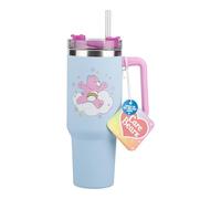 Paladone Gobelet isotherme bleue Bisounours avec paille 1,2 l sous licence officielle, avec poignée, pour eau, thé glacé, café, objet de collection mignon de la culture pop pour les fans