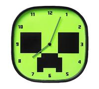 Minecraft Horloge Murale Creeper Lumineuse dans Le Noir - Horloge Silencieuse Officielle, Inclut 3 Feuilles de Décalcomanies Retirables
