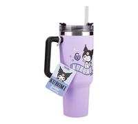 Paladone Tasse isotherme Kuromi 900 ml Violet avec paille et poignée – Licence officielle Sanrio