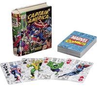 Paladone Marvel Cartes à jouer Captain America gris/bleu, Imprimé, carton/métal, en boîte cadeau.
