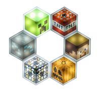 Paladone Minecraft Hexagon LED Lights - Free Standing or Wall Mountable - Customizable Minecraft Block Decor for any Room - Remote-Controlled Minecraft Lamp