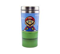 Super Mario Mug de voyage Warp Pipe - Officiellement licencié Nintendo, Flasque inox, Garde boissons chaudes/froides, Cadeau pour gamers rétro, 450ml, Vert