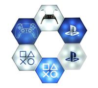 Paladone Playstation Hexagon LED Lights - Free Standing or Wall Mountable - Customizable Game Room Decor Lighting - Remote-Controlled Light Phasing and Music Reactive Modes