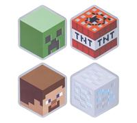 Sous-verres Métal à Dos en Liège Minecraft - Set de 4 - Steve, Creeper, Minerai de Diamant, Bloc TNT - Cadeau & Décor Cool pour Gamers Minecraft