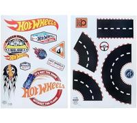 Stickers muraux personnalisés Hot Wheels - Officiellement licencié, Décorations pour Salle de Jeux, Inclut Routes, Voitures, Drapeaux, Lettres