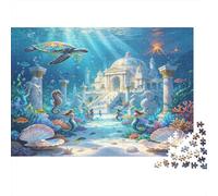 Palais Atlantide sous Marin Puzzle 1000 Pièces Papier Puzzle pour Adultes Scène Mystique Sirène Déco Maison Jeu Détente 70x50cm/1000pcs