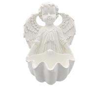 Palais du Rosaire Bénitier en Albatre avec un Ange et des Ailes de 14cm - Bénitier - Culte Chrétien en Albatre
