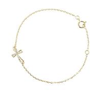 Palais du Rosaire Bracelet en plaqué or avec croix ajourée en strass et fermoir - Bracelet Plaqué Or - Culte Chrétien