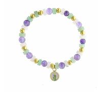 Palais du Rosaire Bracelet religieux avec des perles d'améthyste, aventurine et quartz. - Bracelet fantaisie - Culte Chrétien en Pierres d'Améthyste
