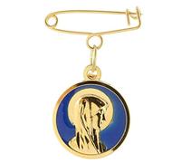 Palais du Rosaire Broche double face Vierge Marie et Apparition de Lourdes en métal doré - Broche métal - Culte Chrétien en Métal doré