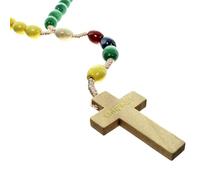 Palais du Rosaire Chapelet de mission en bois avec grains ovales colorés - Chapelet bois - Culte Chrétien