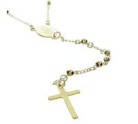 Palais du Rosaire Collier chapelet en acier doré avec coeur Apparition de Lourdes et Saint Benoit - Chapelet métal - Culte Chrétien en Métal doré