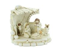Palais du Rosaire Crèche Blanche et dorée en résine 18 cm - Crèche - Culte Chrétien en Résine