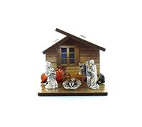 Palais du Rosaire Crèche de Noël en Bois et sujets nativité en métal 7 cm - Crèche - Culte Chrétien en Métal