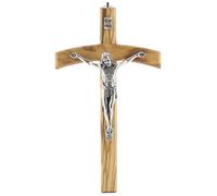 Palais du Rosaire Crucifix Croix pastorale en bois d'olivier 22cm - Crucifix bois - Culte Chrétien en Bois d'olivier