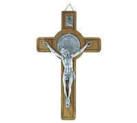 Palais du Rosaire Crucifix de Saint Benoît en bois d'olivier 12cm - Crucifix bois - Culte Chrétien en Bois d'olivier