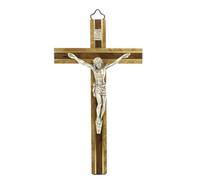 Palais du Rosaire Crucifix en bois et effets dorés 18cm - Boutique Chrétienne - Culte Chrétien en Bois