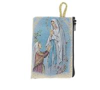 Palais du Rosaire Etui à Chapelet en fil doré 10x7 cm décoré de Marie qui défait les noeuds - Porte-monnaie - Culte Chrétien en Tissus