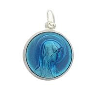 Palais du Rosaire Médaille Bleue de la Vierge Marie et de l'Apparition 19mm - Médaille et croix métal - Culte Chrétien en Métal Argenté