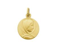 Palais du Rosaire Médaille de la Vierge de Profil en Plaqué Or 18 mm - Médaille et Croix Plaqué Or - Culte Chrétien