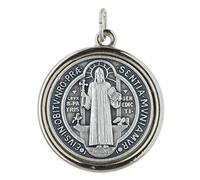Palais Du Rosaire Médaille De Saint Benoît En Métal Argenté 1,5 Cm - Médaille Et Croix Métal Culte Chrétien