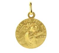 Palais du Rosaire Médaille de Sainte Rita et Croix Plaqué Or 18mm - Culte Chrétien