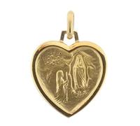 Palais du Rosaire Médaille Plaqué Or de l'Apparition de Lourdes en forme de coeur - Médaille et croix Plaqué Or - Culte Chrétien en Plaqué Or