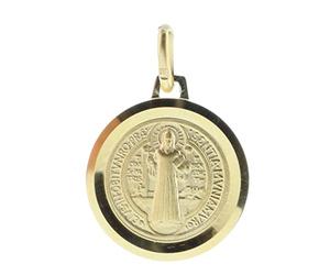 Palais du Rosaire Médaille ronde de Saint Benoit plaquée or 16 mm - Médaille et croix plaquée or - Culte chrétien en plaqué or