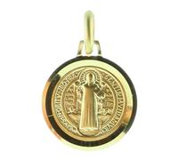 Palais du Rosaire Médaille Saint Benoit Plaqué Or 12mm - Médaille et Croix Or