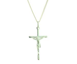 Palais du Rosaire Parure en Plaqué Or avec un pendentif croix avec Christ sur une chaîne de 50cm - Médaille et croix Plaqué Or - Culte Chrétien en Plaqué Or
