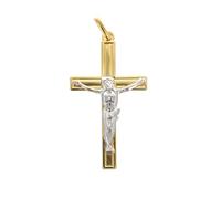 Palais du Rosaire Pendentif crucifix en plaqué or bicolor 30 mm - Médaille et croix Plaqué Or - Culte Chrétien en Plaqué Or