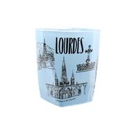 Palais du Rosaire Petit verre bleu souvenir de Lourdes - Vaisselle de Lourdes - Culte Chrétien en Verre