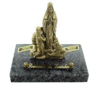 Palais du Rosaire Plaque Funéraire en Granit avec Une Statue de l'Apparition de Lourdes en Bronze 14x9cm - Article Funéraire - Culte Chrétien en Granit