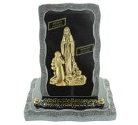 Palais du Rosaire Plaque Funéraire en Granit sur Socle avec l'Apparition de Lourdes en Bronze 18x20cm - Article Funéraire - Culte Chrétien en Granit