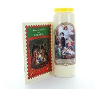 Palais du Rosaire Set Bougie et livret neuvaine Nativité, Joyeux Noël - Décoration de Noël - Culte Chrétien en Cire végétale