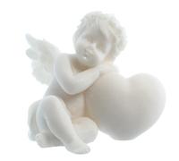 Palais du Rosaire Statue Angelot et Coeur en albâtre de 7 cm - Statue de Saints - Culte Chrétien en Albatre