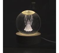 Palais du Rosaire Veilleuse Boule Lumineuse à LED d'un Ange - Boutique Chrétienne - Culte Chrétien en Verre