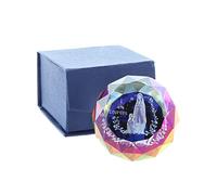 Palais du Rosaire Verre gravé laser 3D reflets colorés et Apparition de Lourdes 4,5 cm - Boutique Chrétienne - Culte Chrétien en Verre