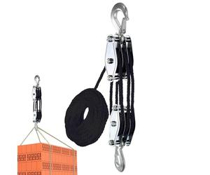 Palan à corde - Bloc de poulie, capacité de charge de 1 100 Lb, résistance à la rupture de 2 200 Lb, de levage | Pour élevage, chasse, garage
