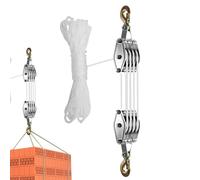 Palan à corde robuste, poulie pour soulever des objets lourds | Poulie pour auvent de patio en acier allié à 4 roues | Puissance de levage 8:1 de poulie de corde de 65 pieds
