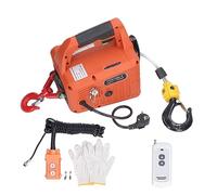 Palan électrique 500 Kg, 12 V, Treuil électrique Portable avec Télécommande, Treuil de Récupération de Câble en Acier de 7,6 M pour Bateaux, Véhicules Légers (Prise UE 220V)