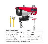 Palan électrique à câble, capacité de 400-800kg, télécommande sans fil, sans fil 400kg