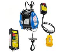 Palan Électrique Mobile Treuil électrique 220V 250kg 19m/min Télécommande sans Fil (100m) avec Pile Poignée de commande à câble 1500W 29m- hauteur de levage 30m-câble métallique limiteur