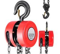 Palan Manuel à Chaîne-Duoku-Charge de 2 T-Hauteur de Levage 3m-Crochet Robuste-Chaîne G70 et Frein de Sécurité Mécanique-Rouge